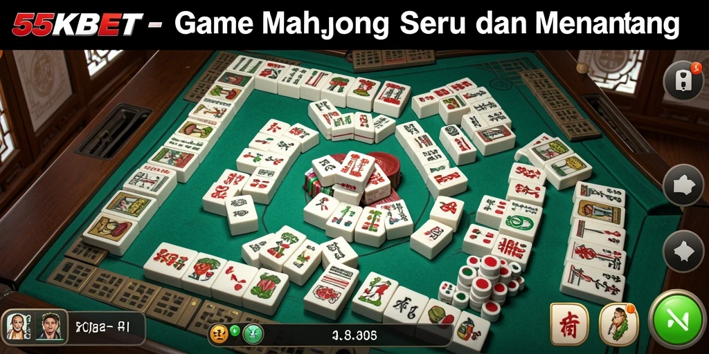 Tangkapan layar dari gameplay 55KBET yang menampilkan ubin Mahjong.