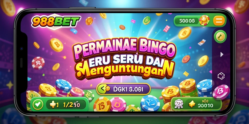 Tampilan utama gameplay Bingo di aplikasi 988BET yang seru dan interaktif.