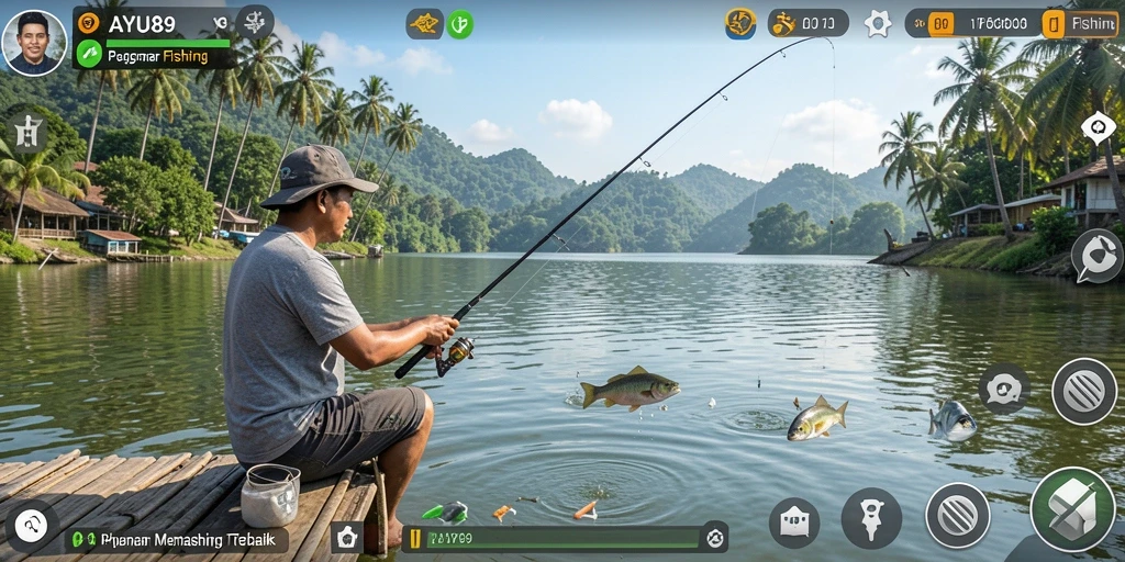 Gameplay AYU89 yang menampilkan aksi memancing yang seru dan mendalam.
