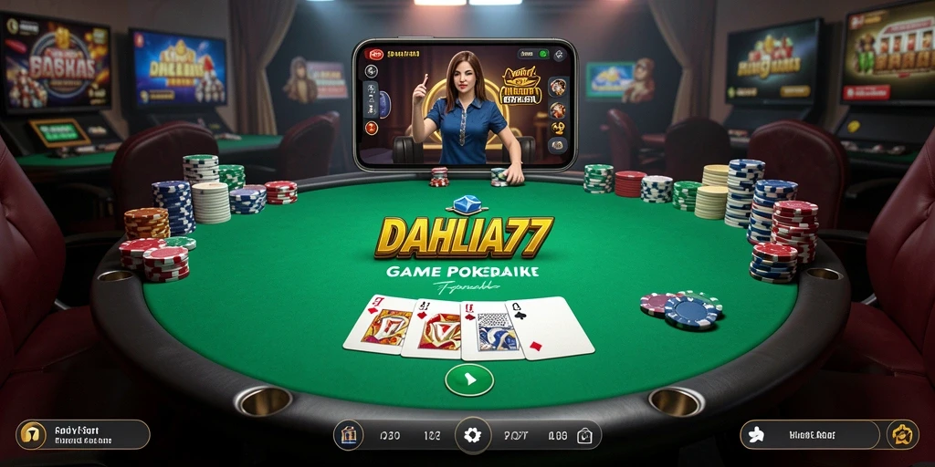 Tampilan gameplay DAHLIA77 yang menarik dengan suasana kasino.