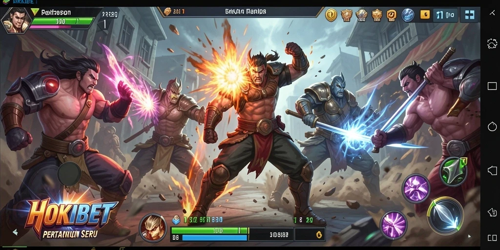 Screenshot gameplay HOKIBET yang menampilkan pertarungan seru dan karakter unik.