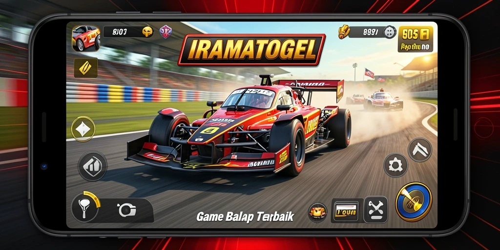 Tampilan gameplay balapan mendebarkan di IRAMATOGEL.