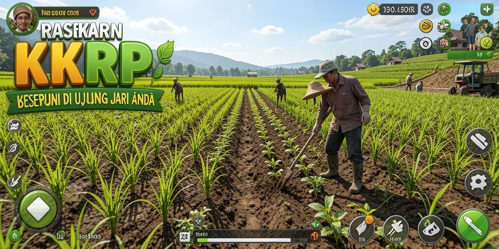 Tampilan gameplay KKRP yang menarik dan full warna dari kegiatan pertanian.