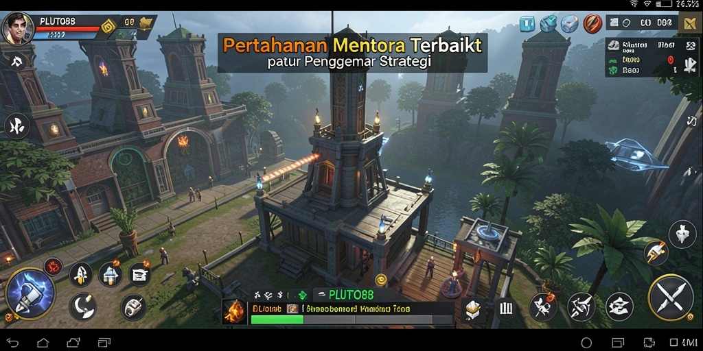 Tampilan menarik dari gameplay PLUTO88 dalam Tower Defense dengan strategi dan menara.