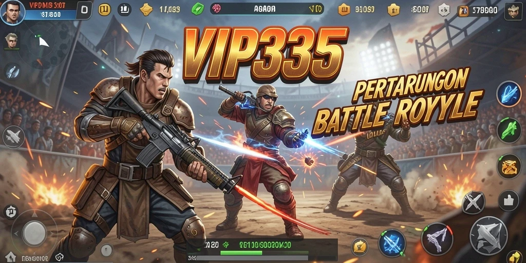 Screenshot VIP333 menunjukkan aksi pertarungan seru dalam Battle Royale.